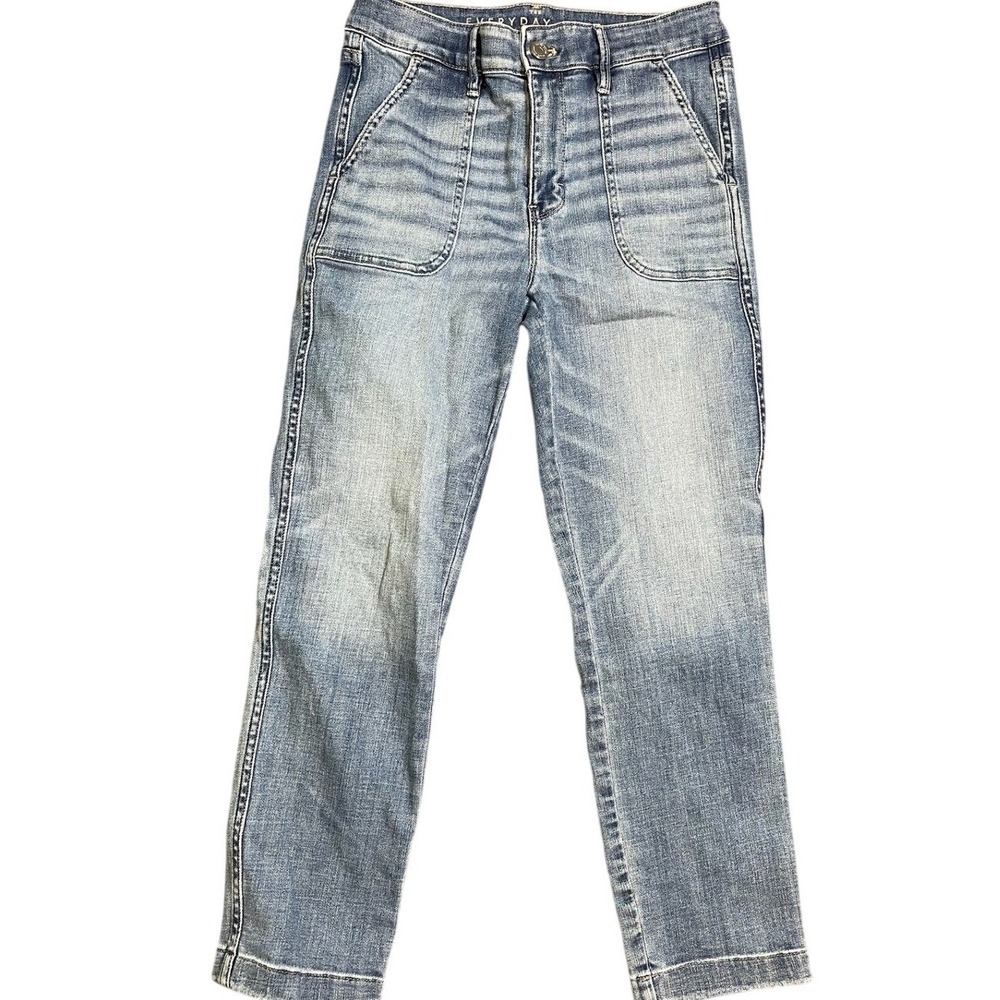White House Black Market Everyday High Rise Straight Crop‎ Jeans Light Wash 4